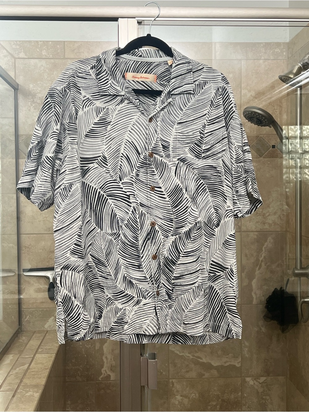 Tommy Bahama Black & White Tropical Leaf Button-Down Shirt